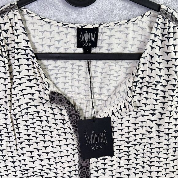 Swildens NWT Tank Top Women's Large**READ Viscose Summer Cream Black Geometric - Picture 8 of 14